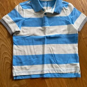 Blue and White Striped Kids Polo Shirt